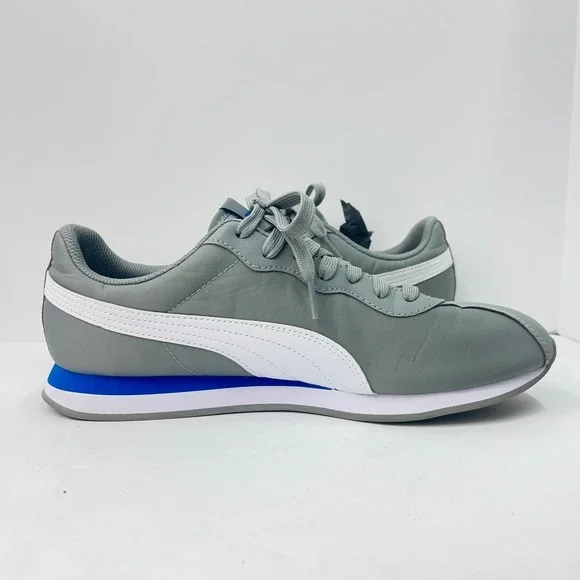 Puma Turin II Mens Sneakers Grey White Blue Low Top SoftFoam Trainers - Picture 8 of 12